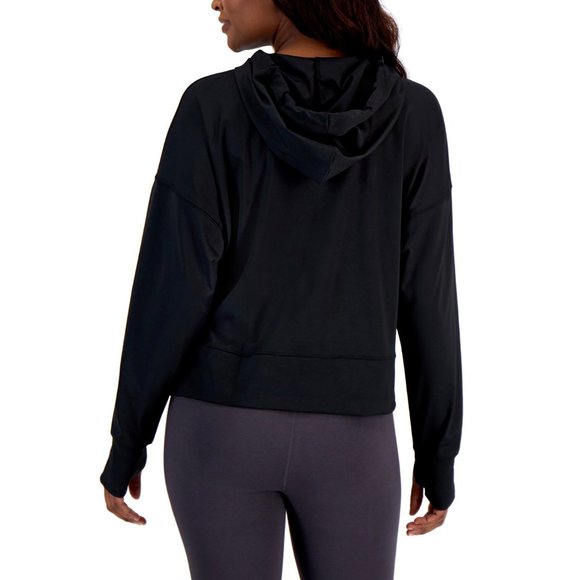 ID Ideology Women Flex Stretch Quick Dry Long Sleeve Solid Techy Hoodie XS Black - Picture 3 of 10